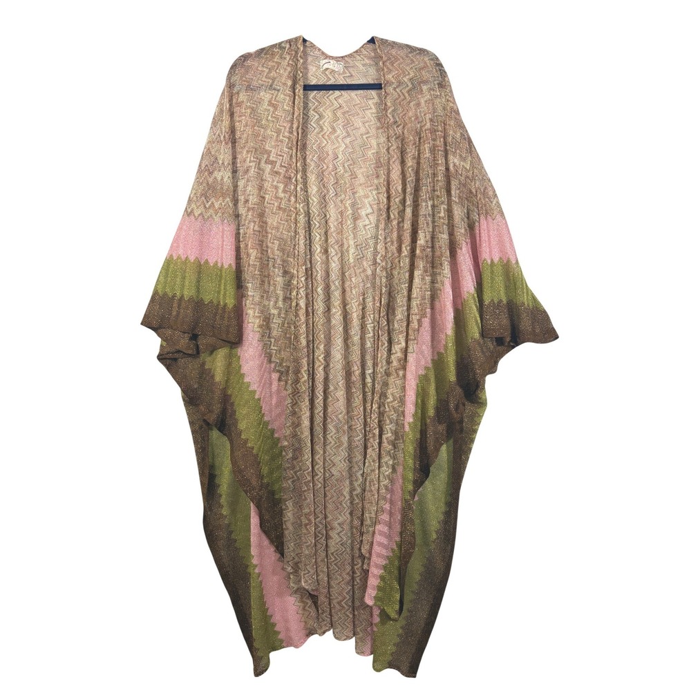 Free People Cairo Shimmer chevron Kimono Cardigan duster OS